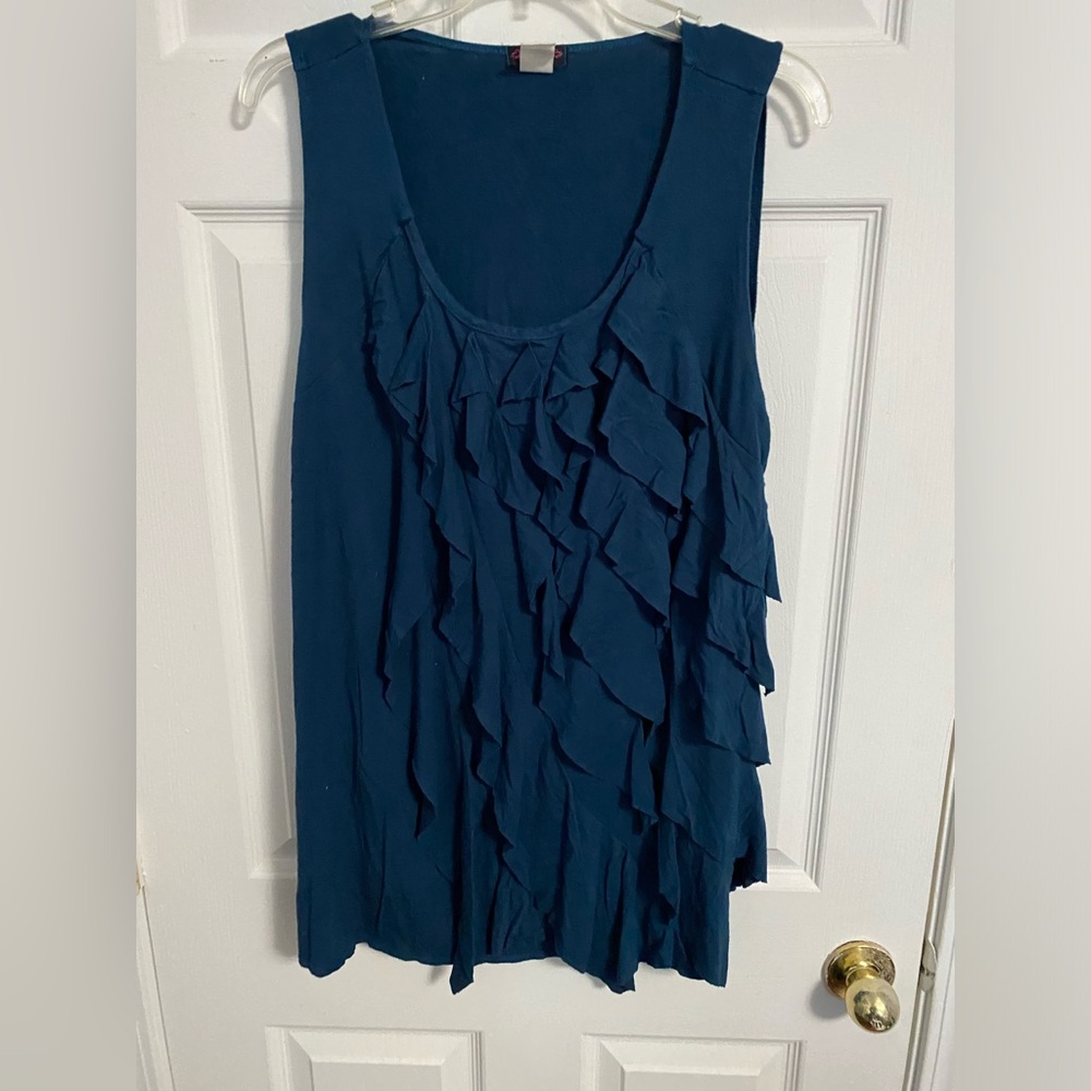 Cocomo Blue Ruffled V-Neck Sleeveless Tank Top